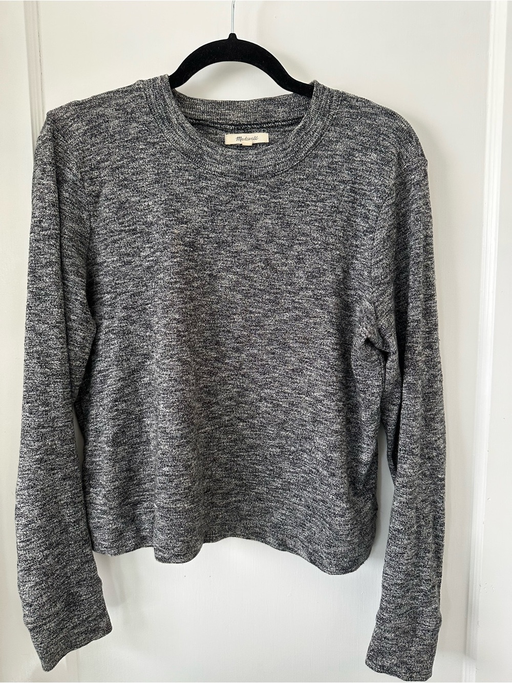 Madewell Heathered Gray Cotton Crewneck Sweater